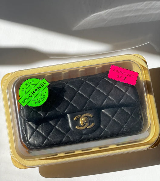 Chanel 2014 Black Lambskin Minaudière “Meat Package” Flap Bag