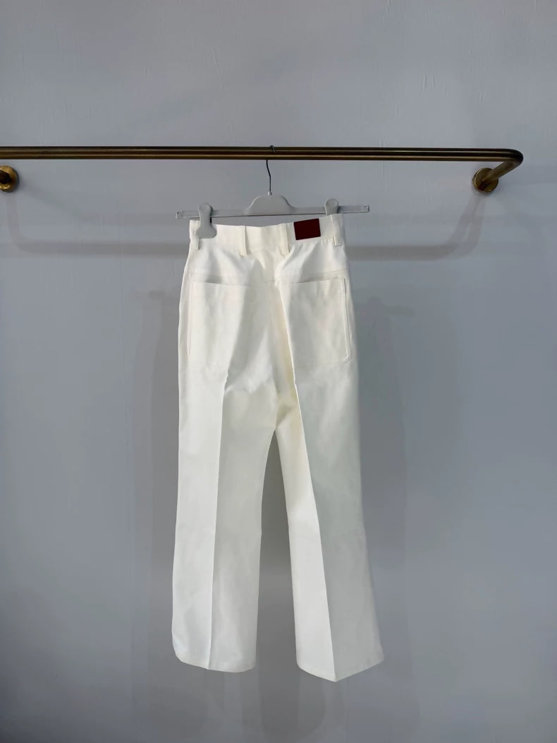 Hermes Fall/Winter 2025 Leather Label White Casual Pants