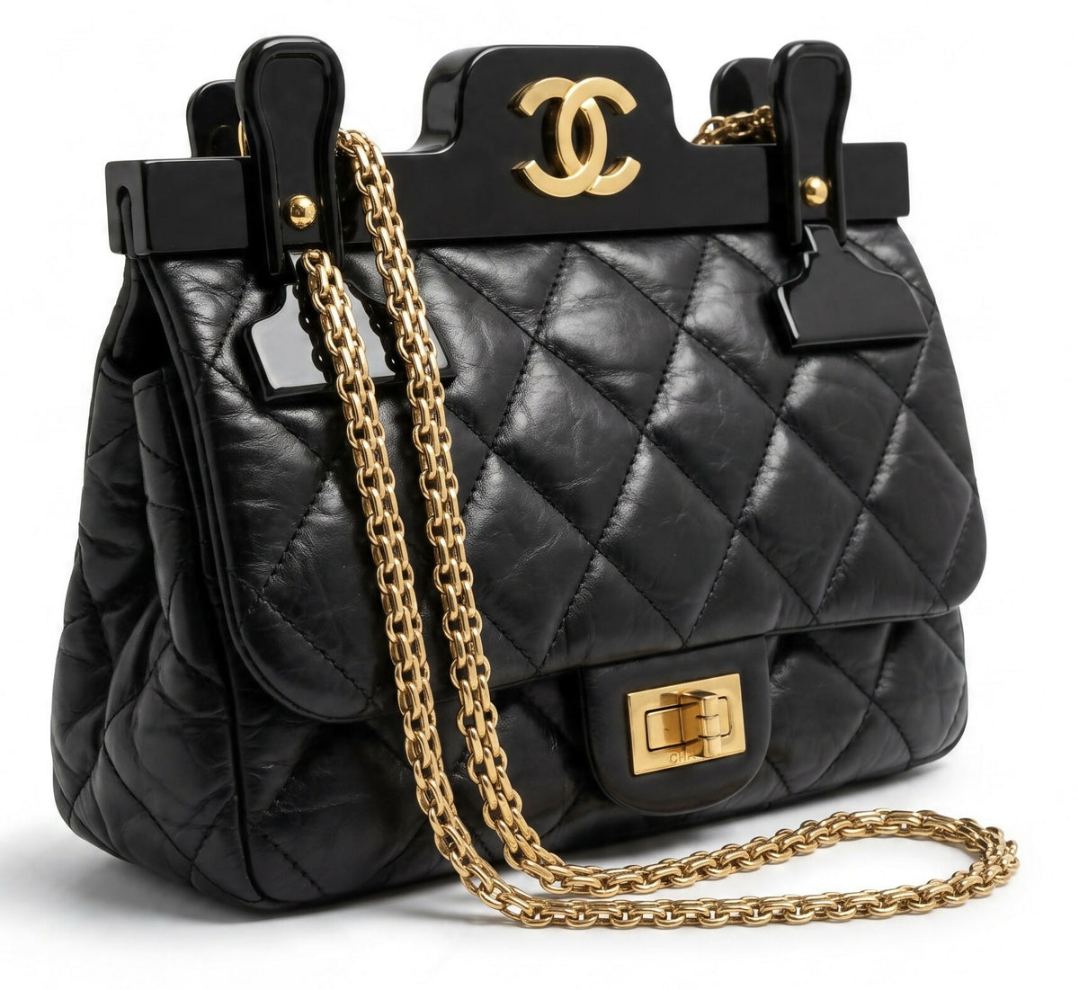 Chanel Mini Hanger Black Flap Bag gold hardware