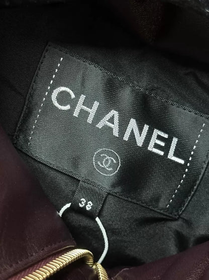 Chanel 22N burgundy leather jacket