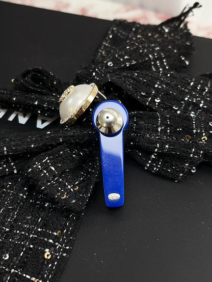 Chanel 22P blue microphone acrylic brooch