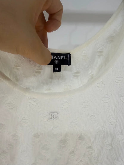Chanel 24s white knit top