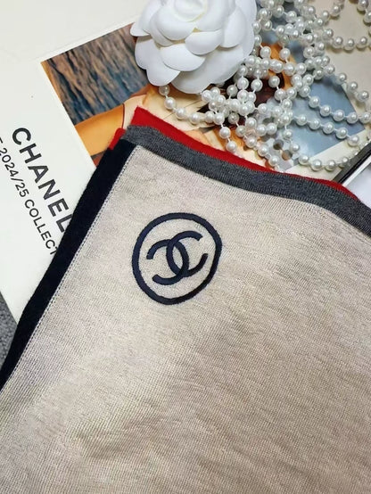 Chanel light khaki cashmere scarf