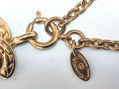 Chanel Vintage 81-85 Gold Plated Quilted Coco Mark Necklace