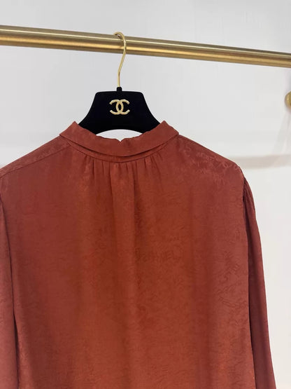 Chanel 24A burgundy double C print reversible shirt