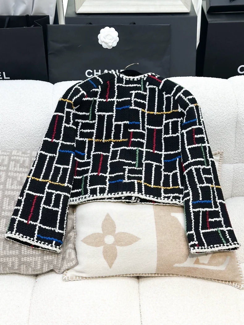 Chanel 25C black & multicolor tweed jacket