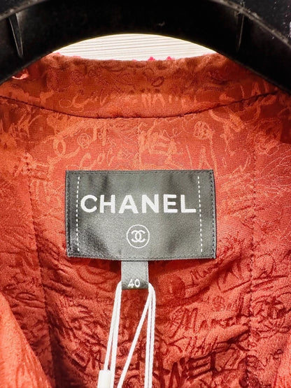 Chanel 24A fuchsia wool tweed jacket and skirt