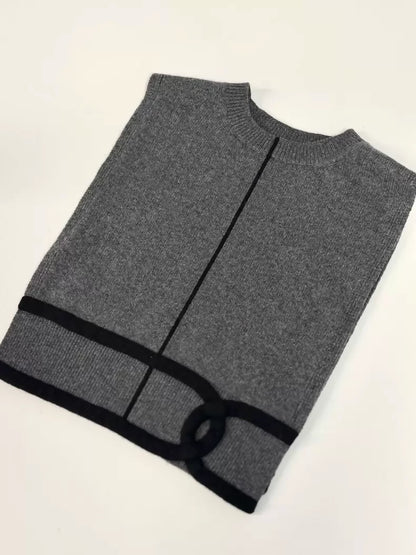 Chanel 26S Grey and Black Cashmere Vest