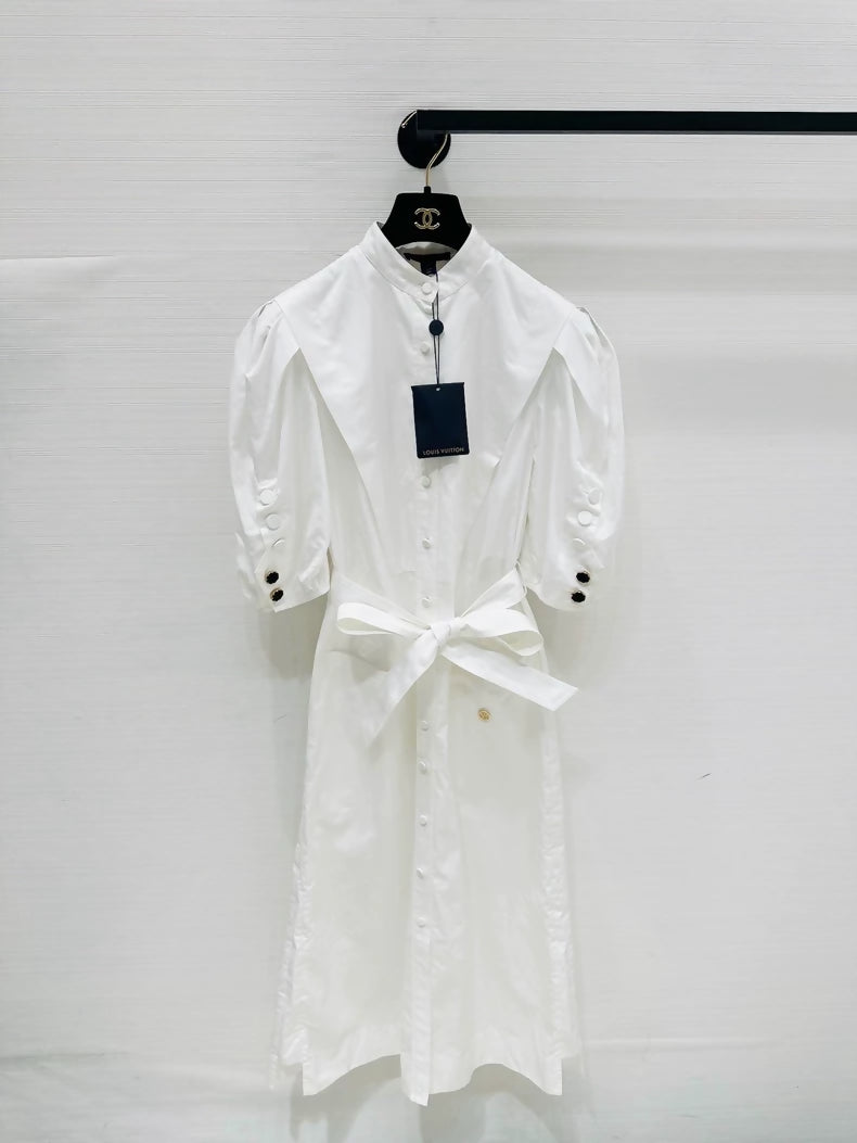 Louis Vuitton white puff sleeve shirt dress