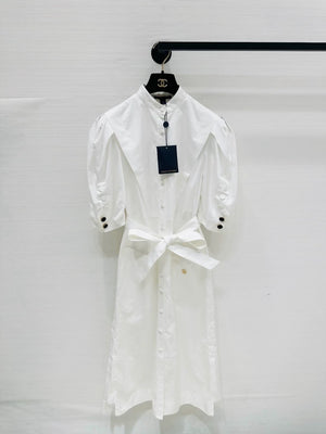 Louis Vuitton white puff sleeve shirt dress