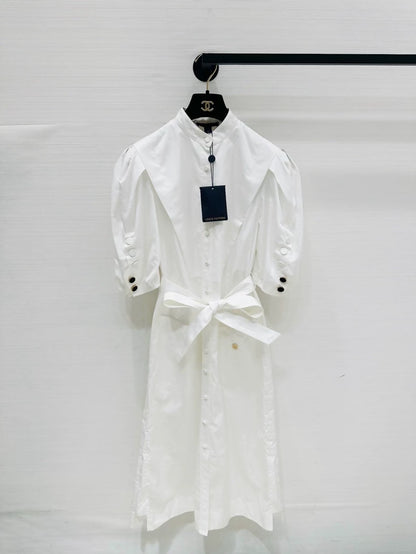 Louis Vuitton white puff sleeve shirt dress