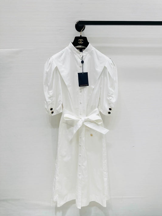 Louis Vuitton white puff sleeve shirt dress