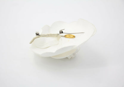 Chanel Vintage 81-85 Canvas White Camellia Brooch