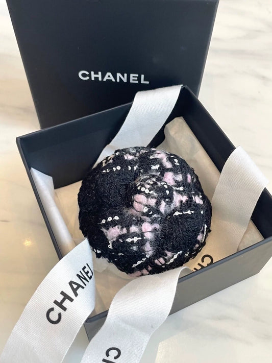 Chanel 25B Tweed Camellia Brooch