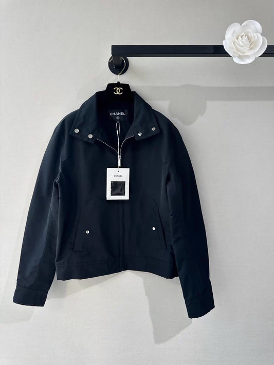 Chanel 24B Black Windbreaker Jacket