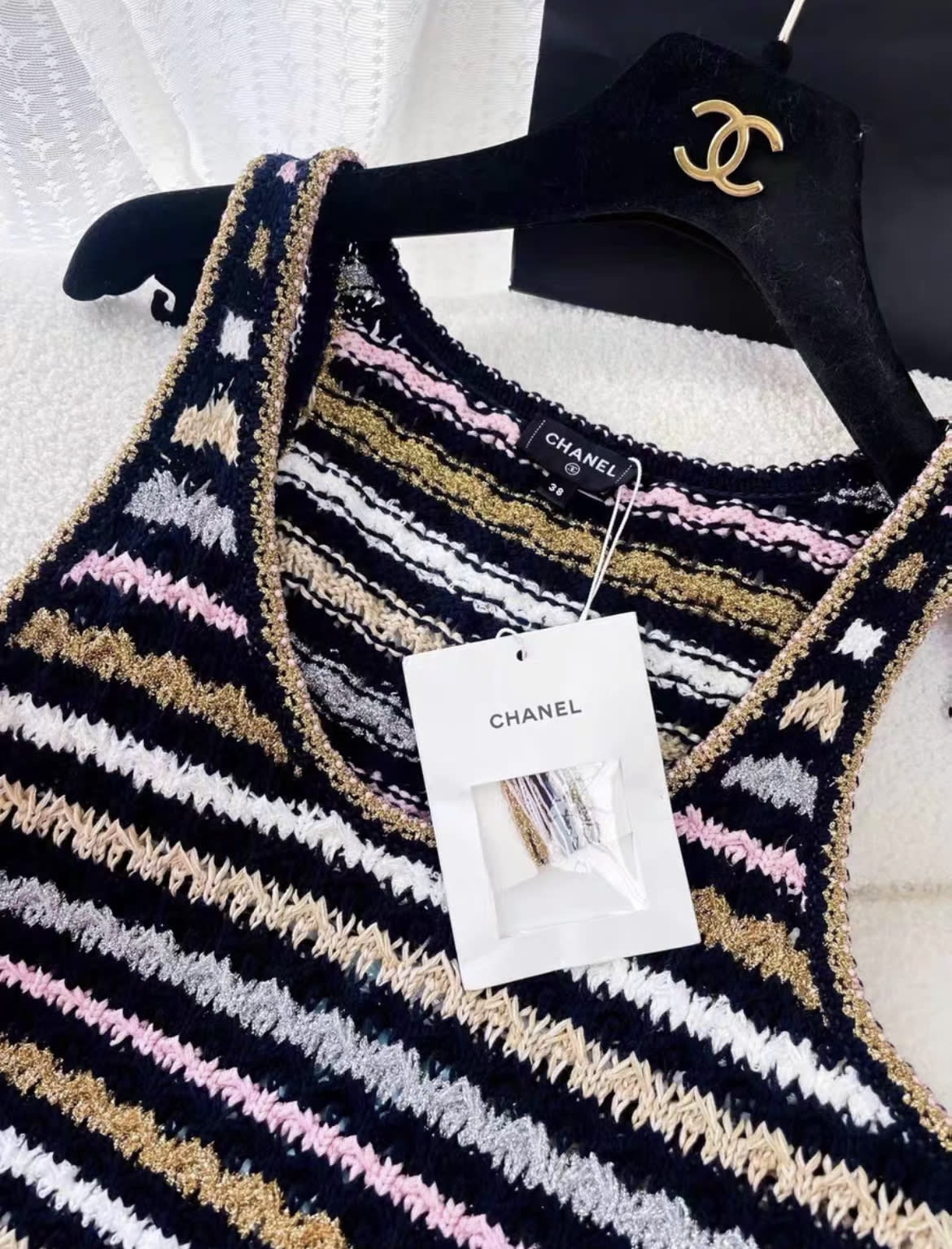 Chanel 24SS multicolore striped top size 38FR