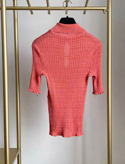 Chanel 22SS  orange red knitted top fr38