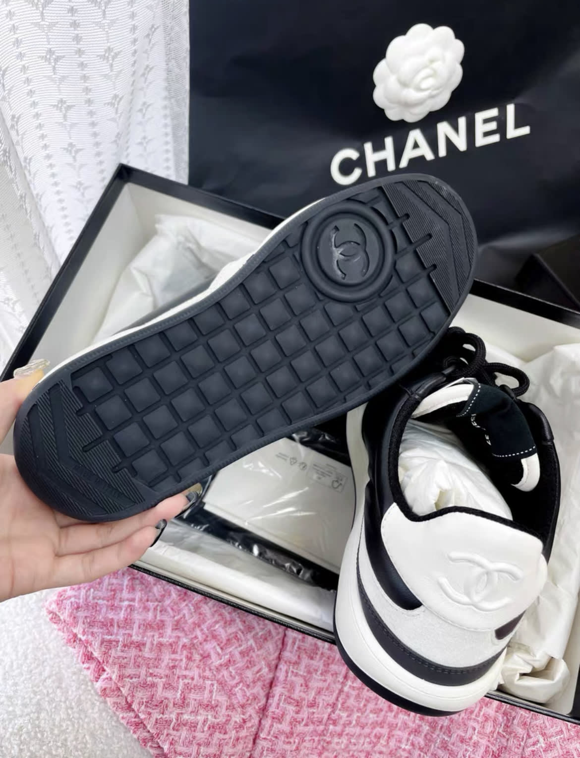 Chanel 23B new black sneakers