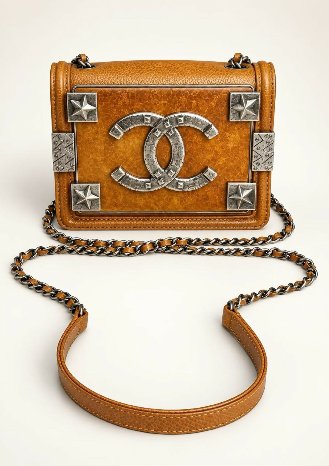 Chanel 14A Paris Dallas Brown Caviar Mini Boy Brick Bag rare