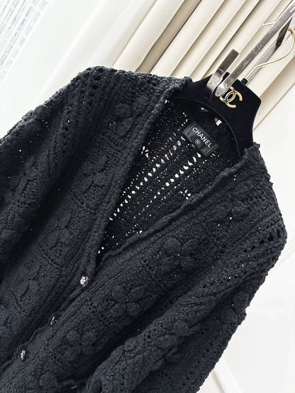 Chanel 25c black crochet cardigan