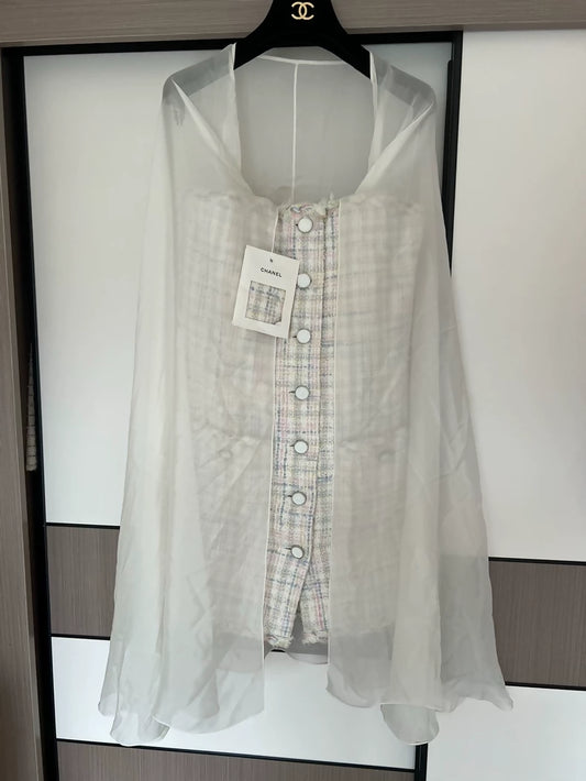 Chanel 25s silk & tweed dress