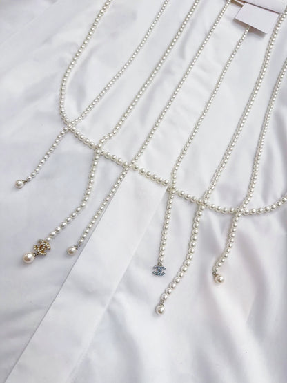 Chanel 21s white pearl tassel shirt