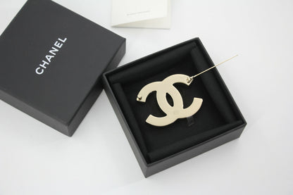 Chanel B23C Enamel Black and White Two-Tone CC Brooch