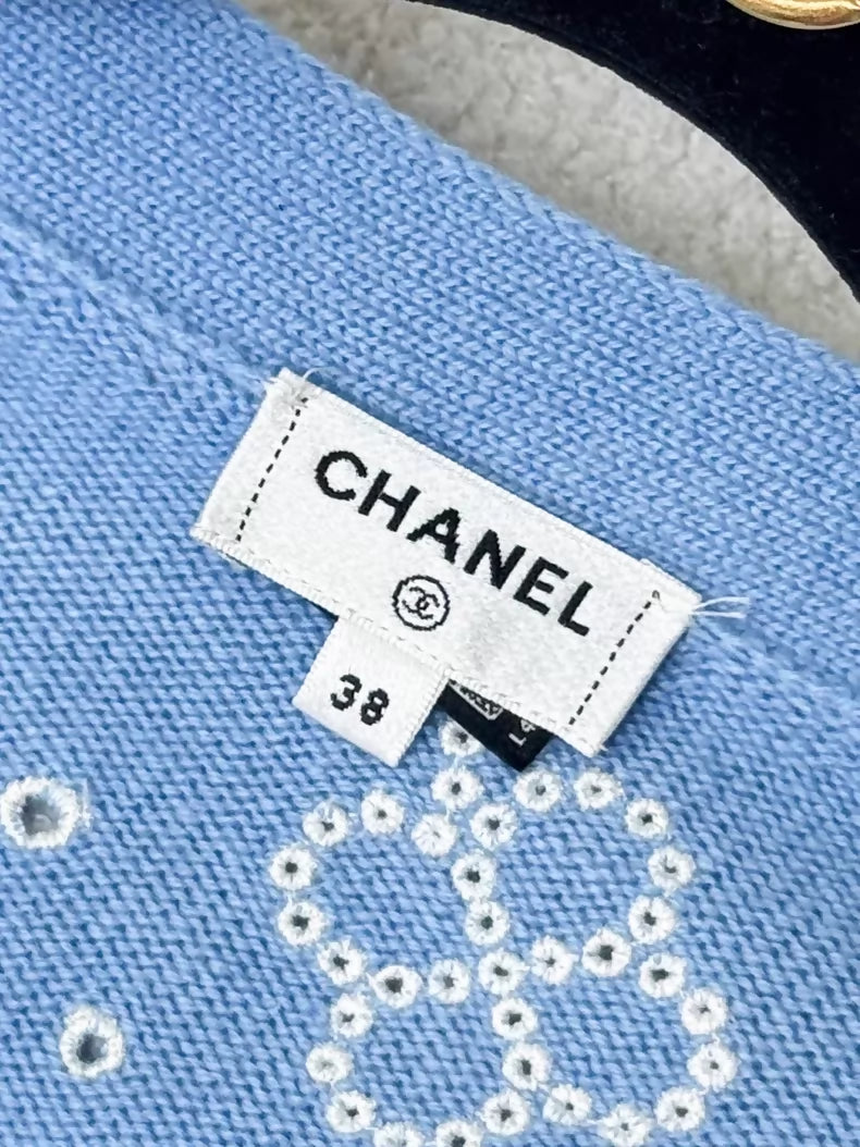 Chanel 23P blue cashmere knit cardigan