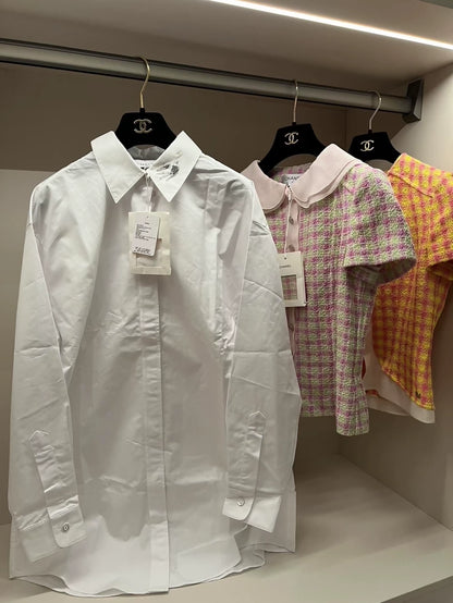 Chanel 25s embroidered white shirt