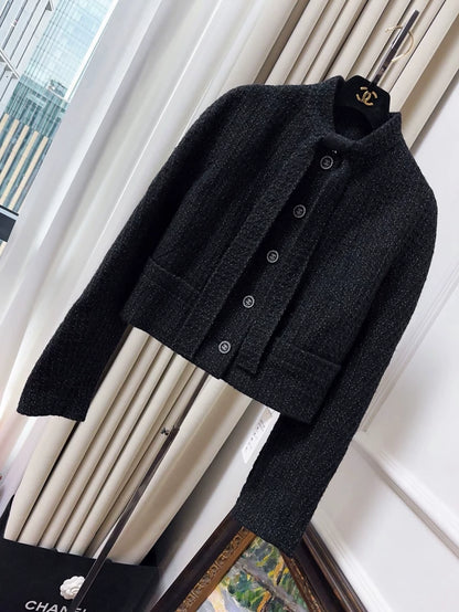 Chanel 24B black tweed jacket
