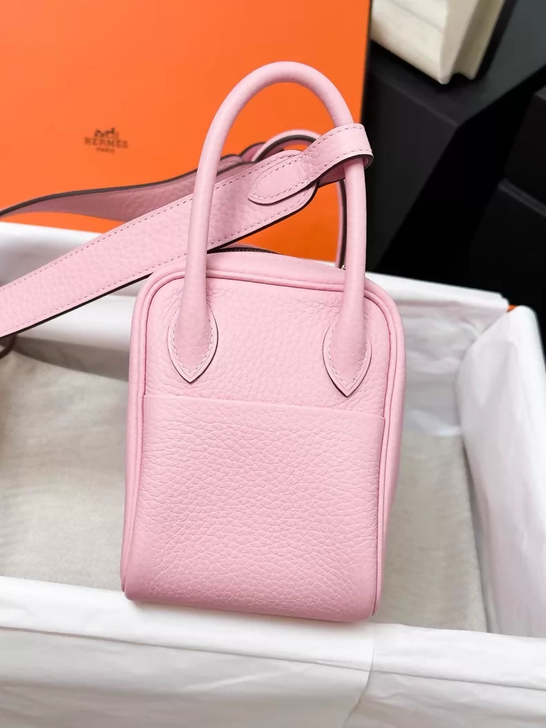 Hermes Mini Lindy II 3Q pink sakura TC leather palladium hardware