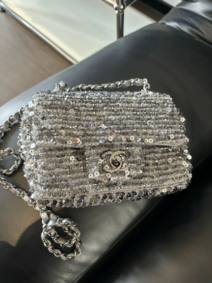 Chanel 24C square bag in glass sequins