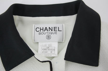 Chanel Vintage P95 Wool Coco Button White Light Green Short Jacket