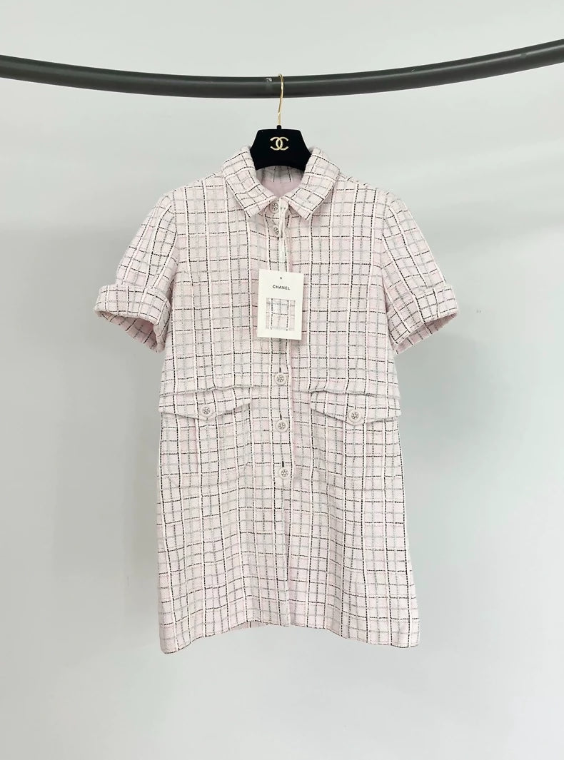 Chanel 25C pink woven dress-jacket