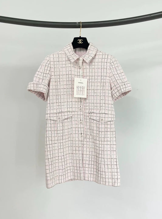 Chanel 25C pink woven dress-jacket