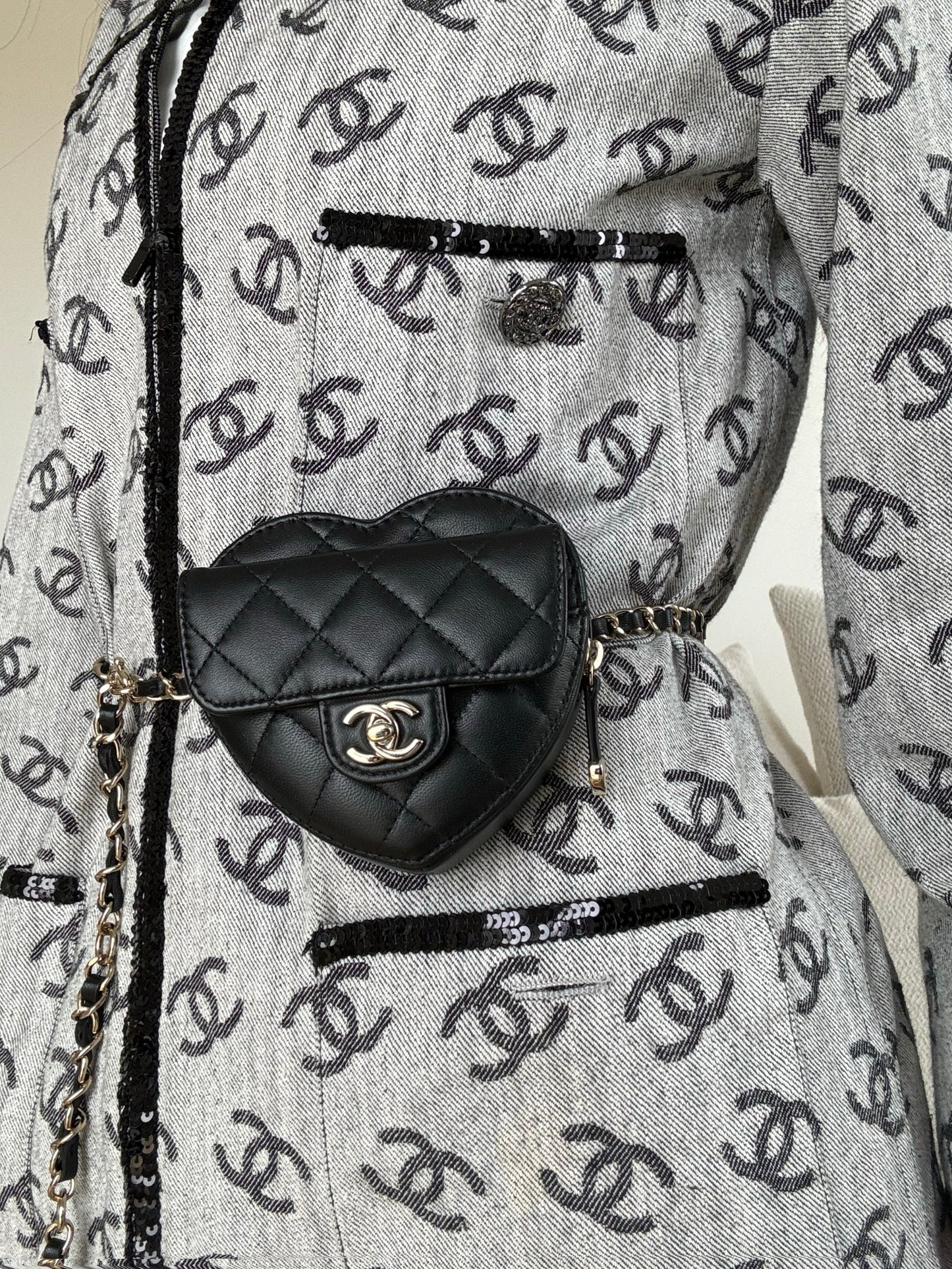 Rent the Chanel Black Quilted Lambskin Mini CC In Love Heart Bag Pale Gold Hardware, 2021