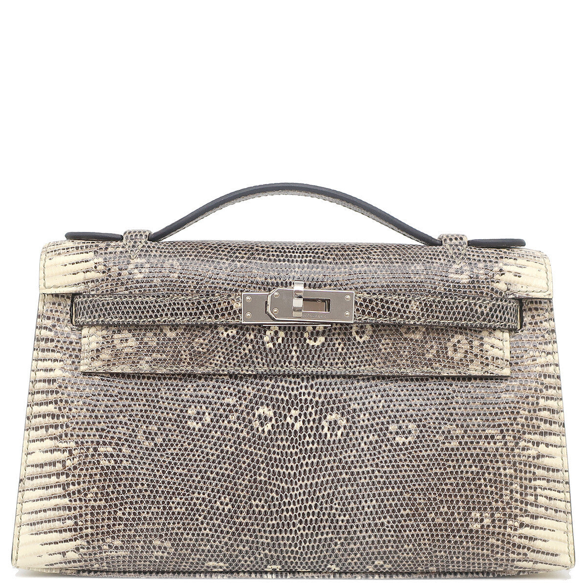 Hermes Kelly Pochette Ombre Lizard Palladium Hardware