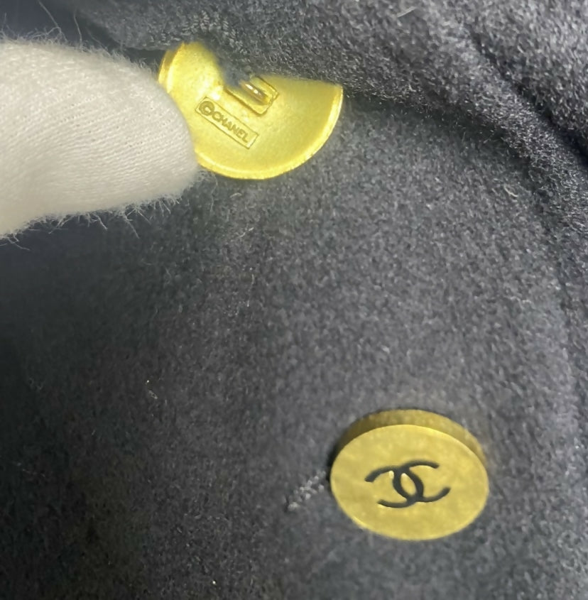 Chanel Vintage 94A Black Oversized Cashmere Long Jacket Coat FR 36