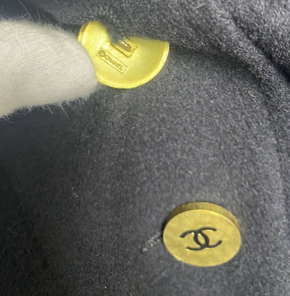 Chanel Vintage 94A Black Oversized Cashmere Long Jacket Coat FR 36