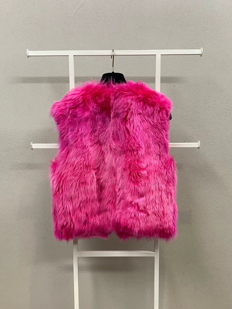 Chanel 23N Fuchsia Reversible Fur Vest