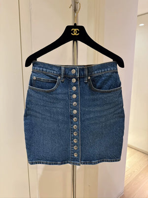 Alexander Wang washed denim straight-button denim midi skirt