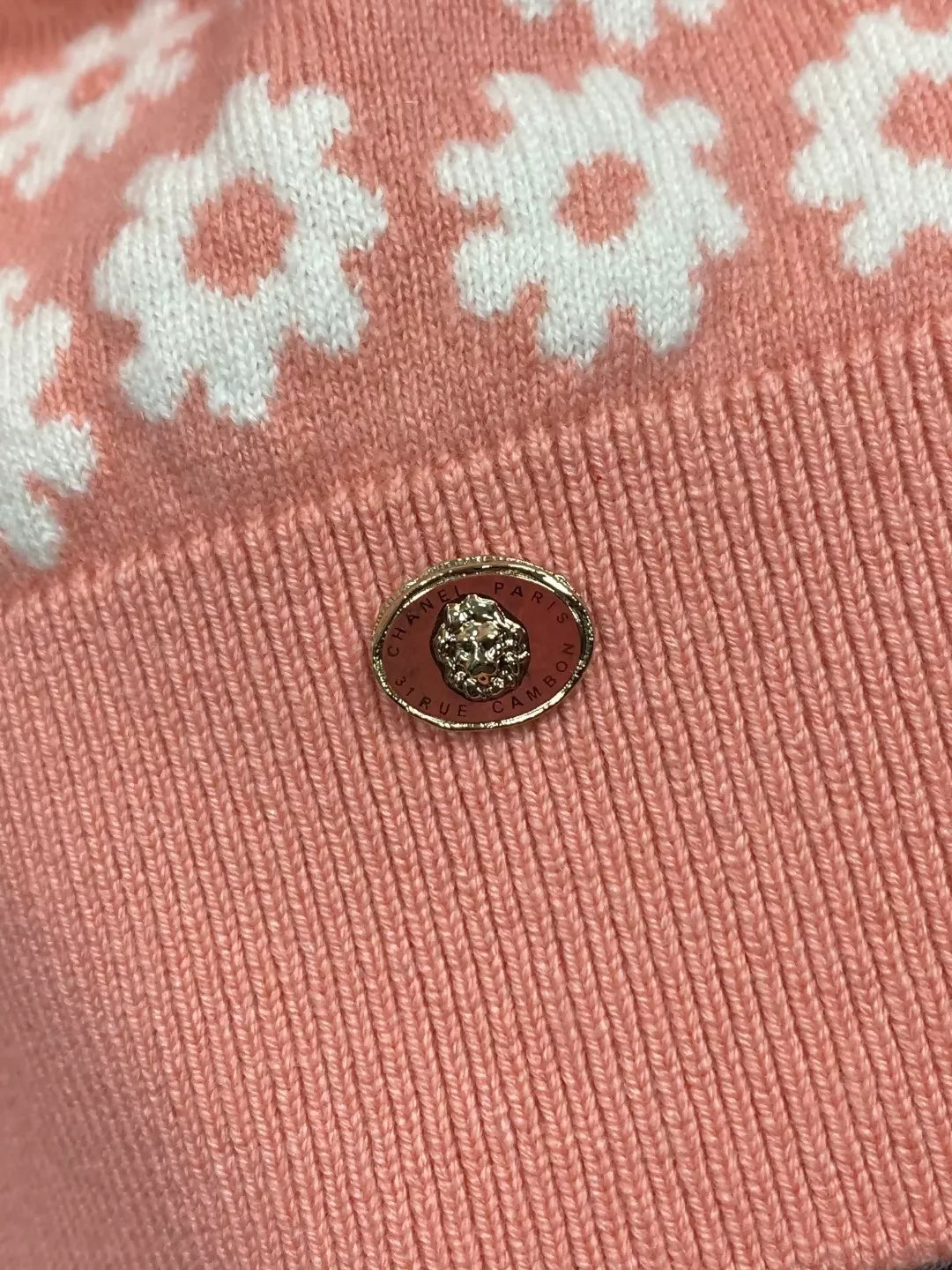 Chanel 22P Orange Daisy Pattern Cashmere Sweater