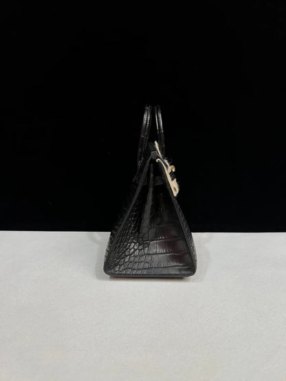 Hermes Birkin 20 black matte Alligator leather gold hardware