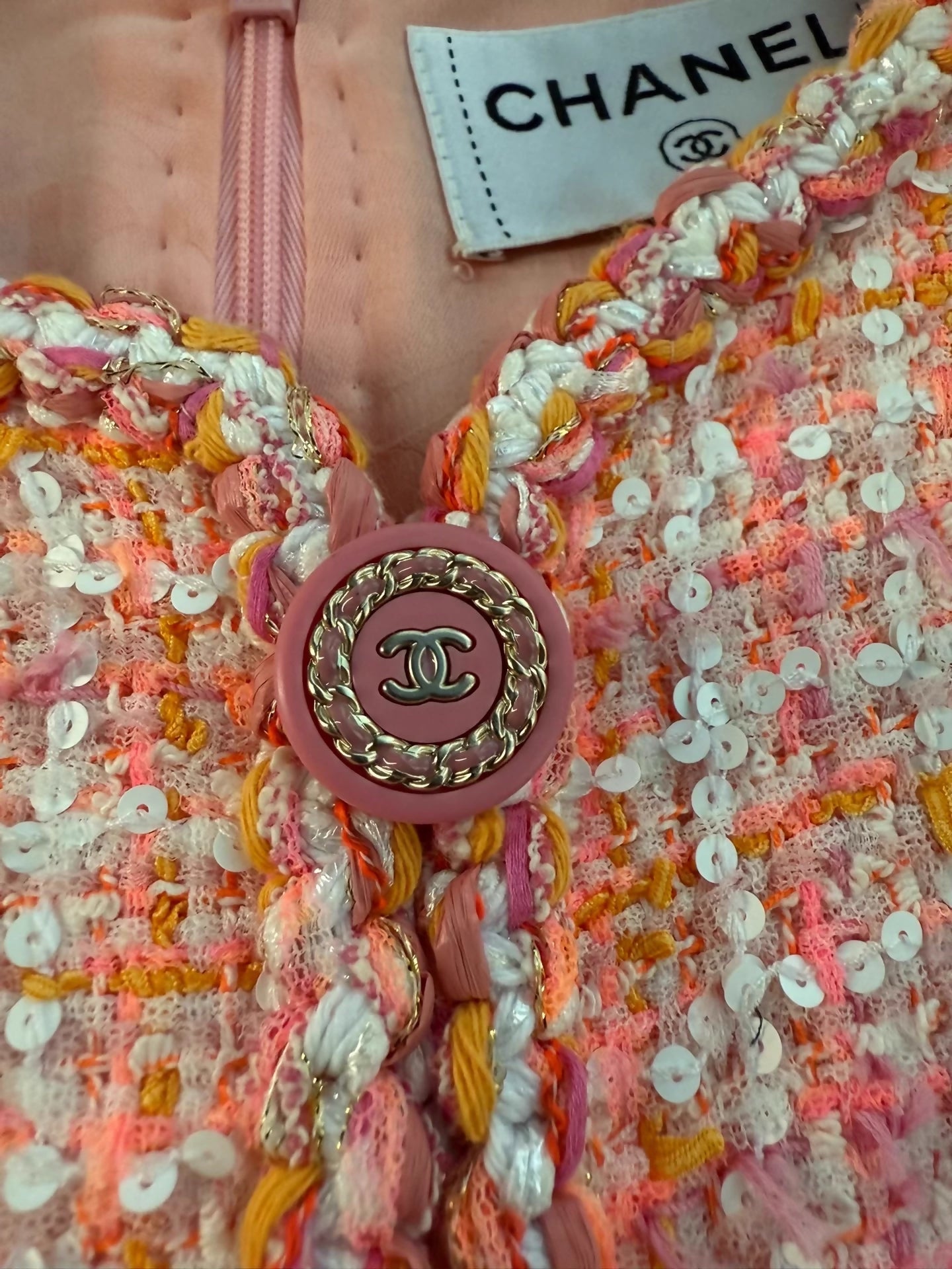 Chanel orange tweed cruise collection dress