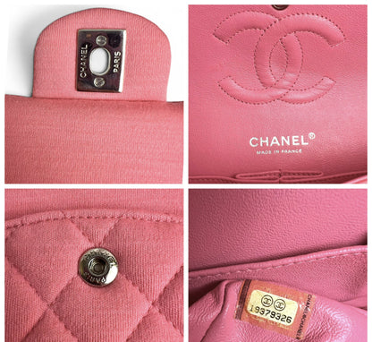Chanel 14A Supermarket Pink Jersey Medium Classic Timeless Double Flap Bag