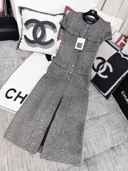 Chanel 21A silver shimmering long dress