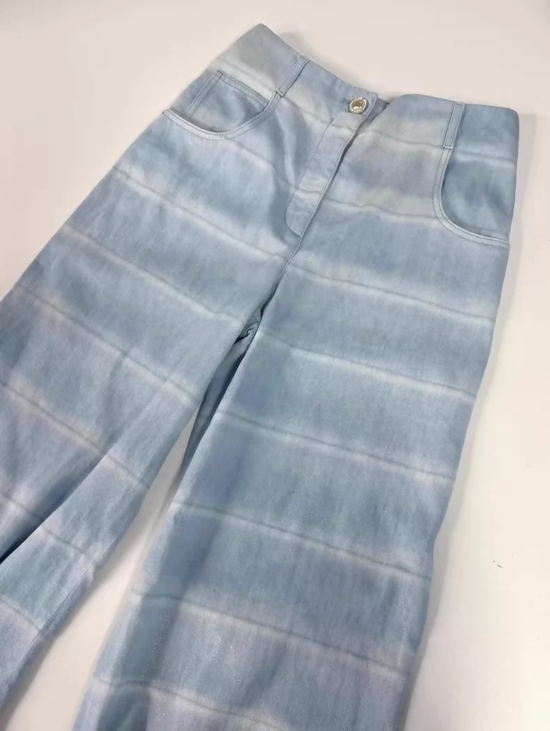 Chanel 26C Blue Striped Jeans pants