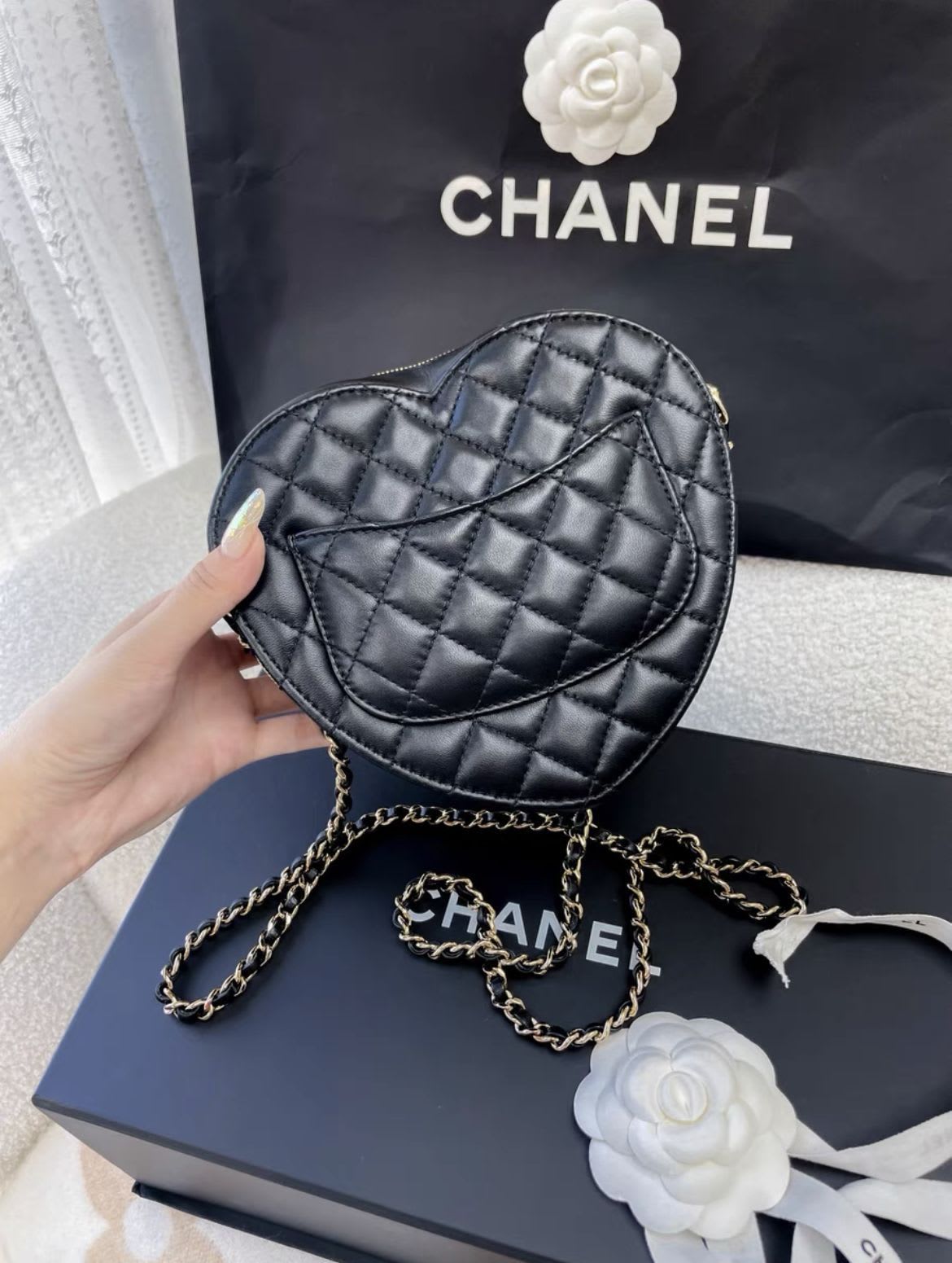 Chanel black large heart bag