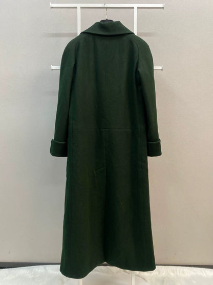Chanel 21K dark green woolen long coat