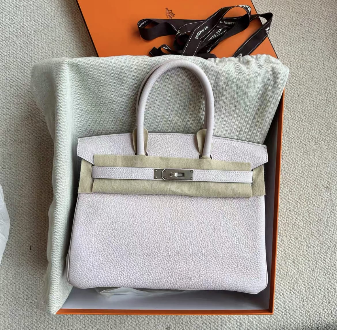 Hermès Hermes birkin30 09 light purple palladium hardware tc leather B engraved - 30 Tote Bag - Used fashion item from Wararni